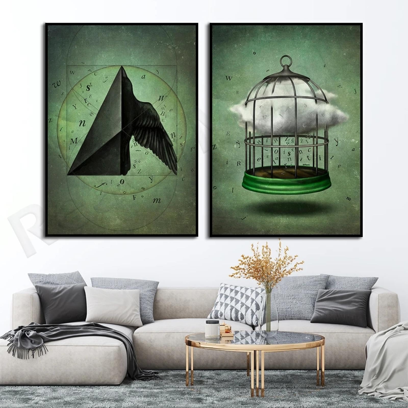 LMAIWANG Dekoracja wiedźmy, plakat Szekspira inspirowany burzą i kompletną dekoracją domu, 60 x 80 cm x 2, bez ramy