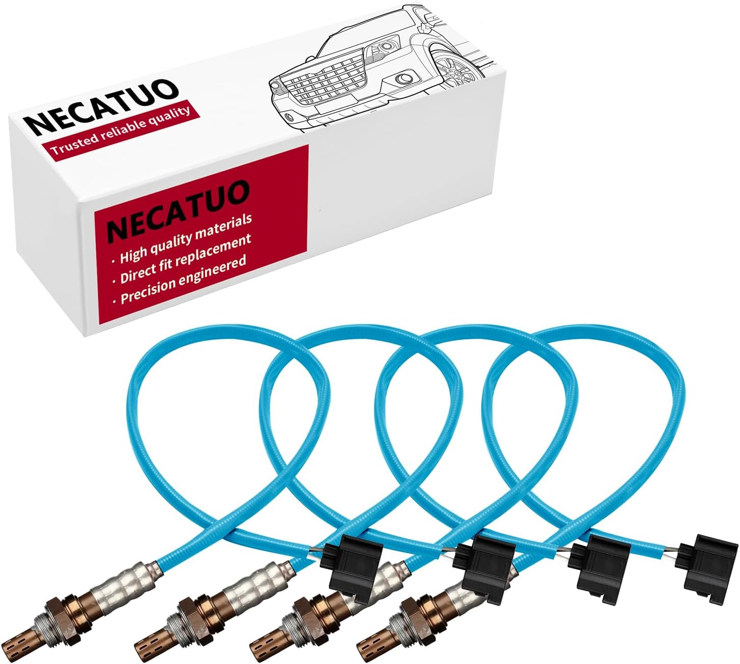 NECATUO 56028994AA O2 Oxygen Sensor (Set of 4) Compatible with Dodge Dakota 04 Durango 04, Ram 1500 Pickup 04-05 Jeep Grand Cherokee Liberty Wrangler 04 for 56028994AB OS5249 4727446AD 15006 4727446AC