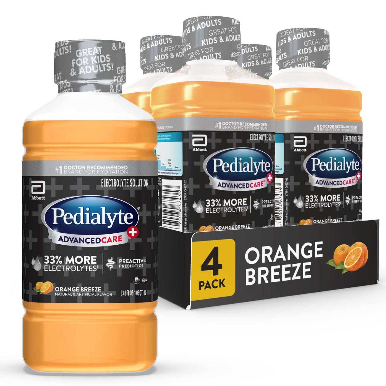 Pedialyte AdvancedCare Plus Electrolyte Drink, Orange Breeze, 1 Liter