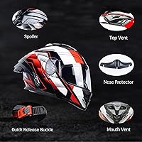 Vista 5 de Full Face Modular Motorcycle Helmets Dual Visor Flip up DOT Approved Racing Street Bike Motocross Helmet for Adults