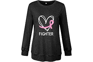 Women's Breast Cancer Awareness Sweatshirt Pink Ribbon Print Crewneck Long Sleeve Casual Top