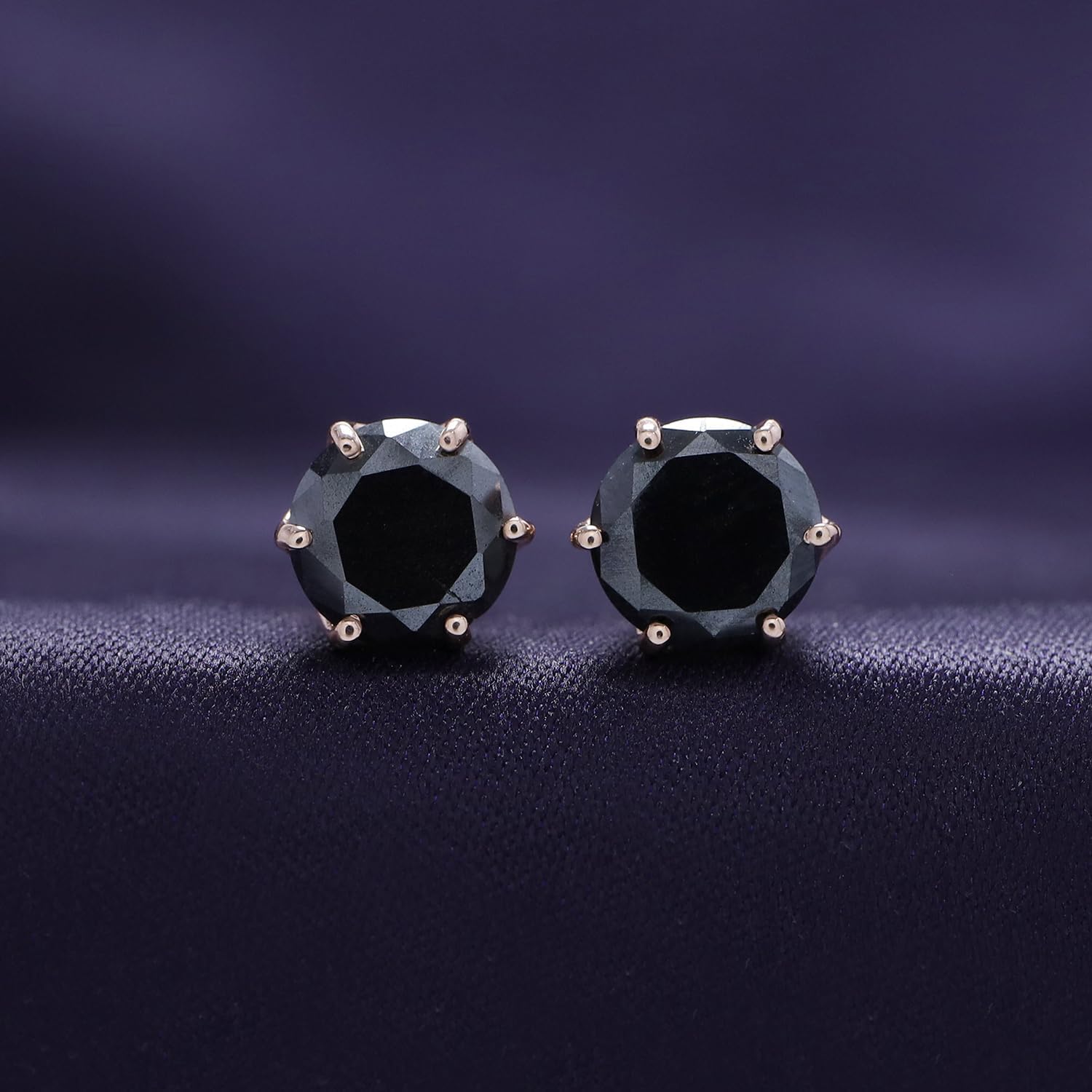 SAVEARTH DIAMONDS Black Moissanite Stud Earrings 2ct 925 Sterling Silver Gold Plated Ear Studs for Women