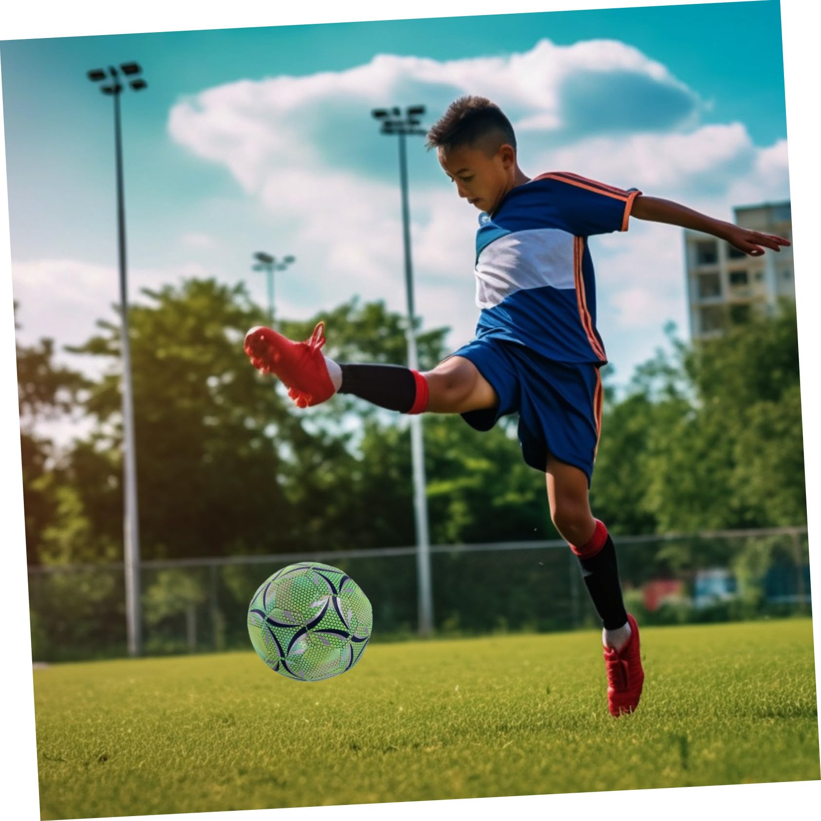 Toyvian Balón de Fútbol Fluorescente Verde para Entrenamiento, Resistente al Desgaste, Material PU, Adecuado para Jugar en Interiores y Exteriores
