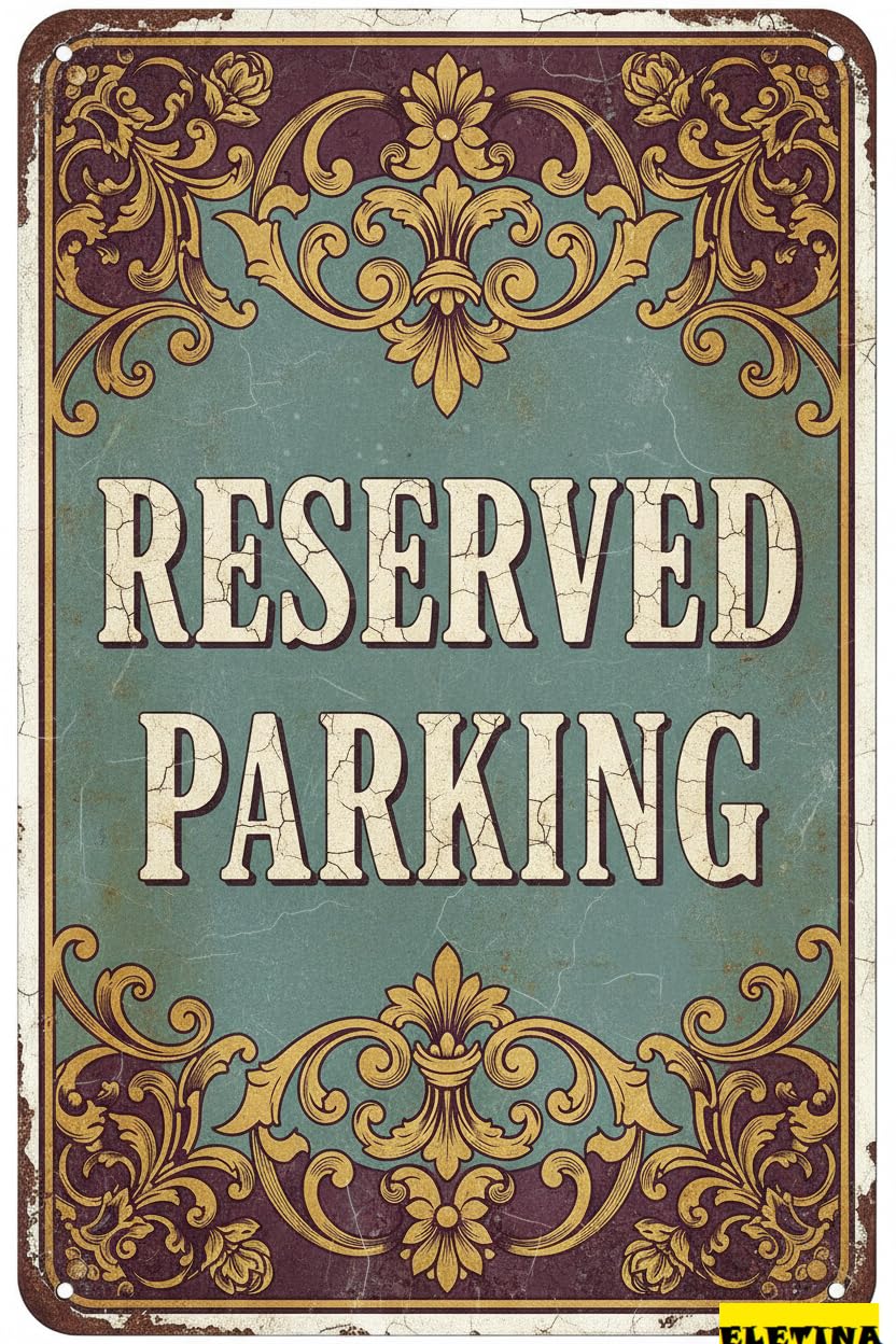 Reserved Parking Metal Warning Sign Driveway Road Street Parking Lot Business Art Decor 8x12in