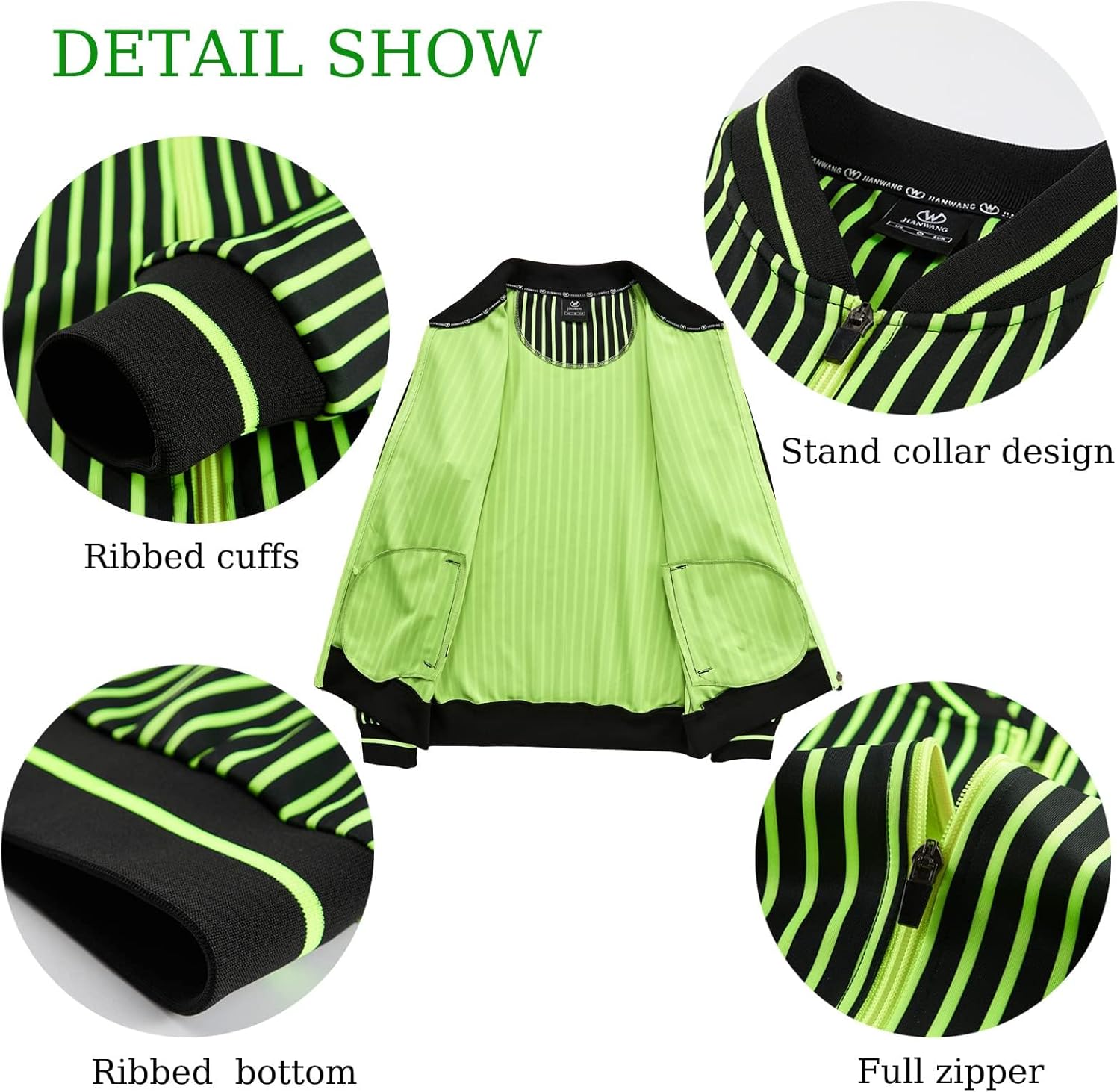Men's Track Suits 2 Piece Stand-up Collar Long Sleeve with Double Side Pockets Jacket and Sweatpants