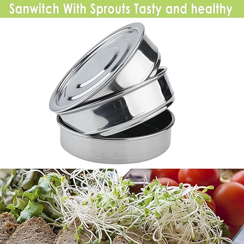 Miniatura 9 de Finderomend Kit de cultivo de brotes, juego de bandeja de germinación de semillas de acero inoxidable, kit de brotes apilables de 3 piezas, cultivo