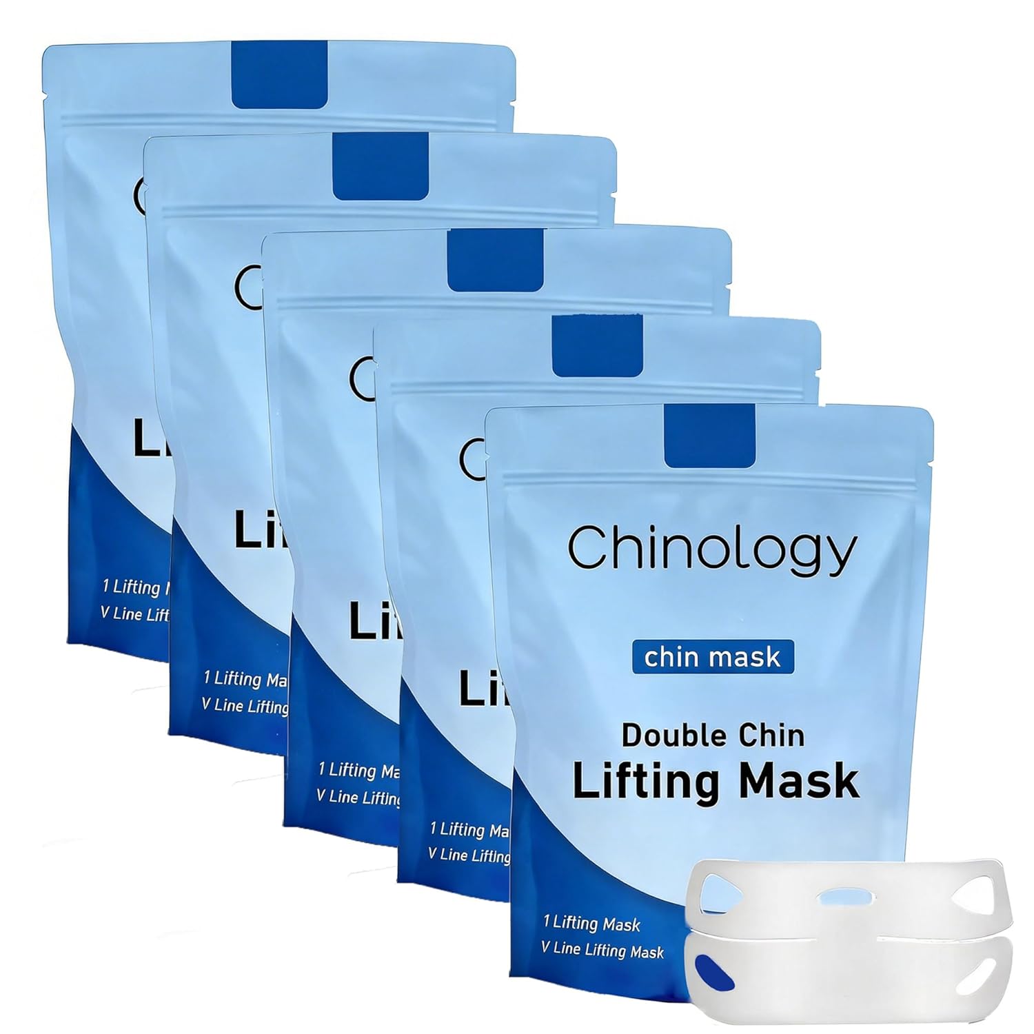 Double Chin Lifting Mask, Reusable Chin & Jawline Support Mask for Face and Neck Area (5pcs)