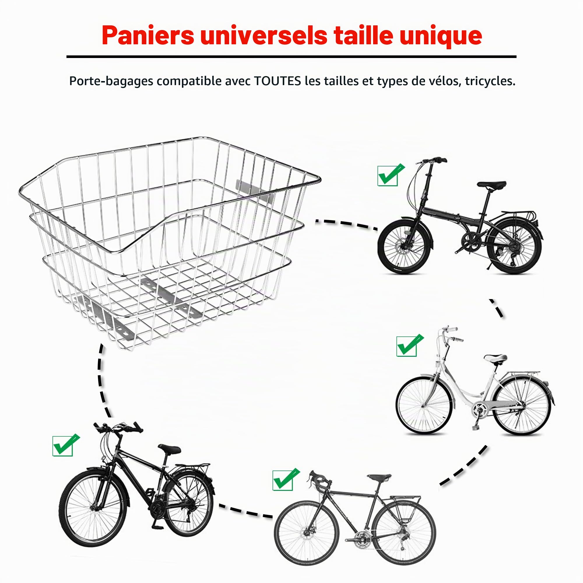 Panier Velo Arriere Giant 30L Acier Inoxydable avec Accessoires de Montage, Filet à Bagages et Housse Etanche