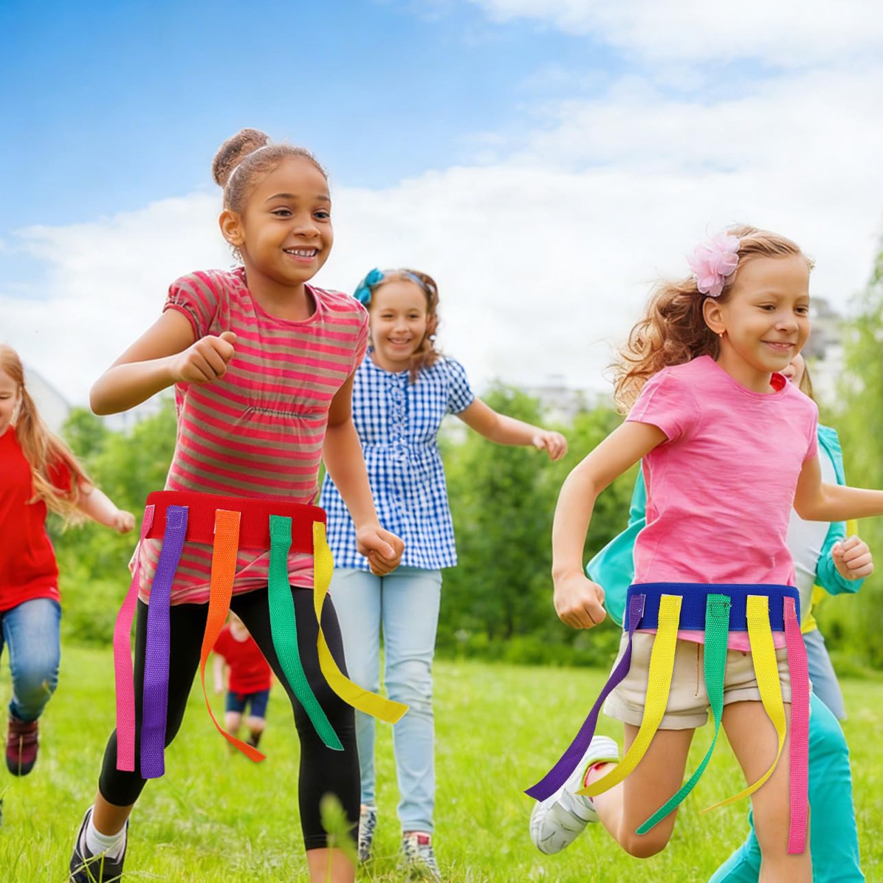 Jeu de Ceinture de Queue de Capture 4pcs Ceintures en Tissu Oxford pour Garçon et Filles Jeux pour Garçon et Filles Extérieur Interaction Parent-garçon Plusieurs Styles
