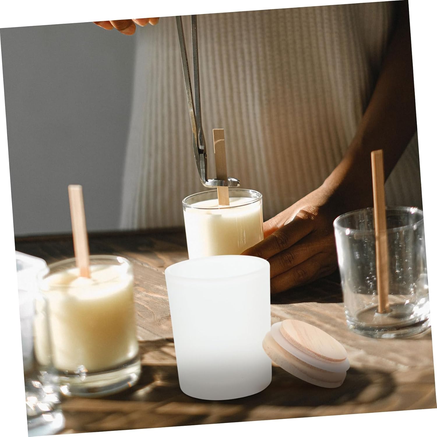 Beatifufu 22pcs Candle Jars Lids Scented Candle Containers for Frosted for Home Decor Yoga and Relaxation