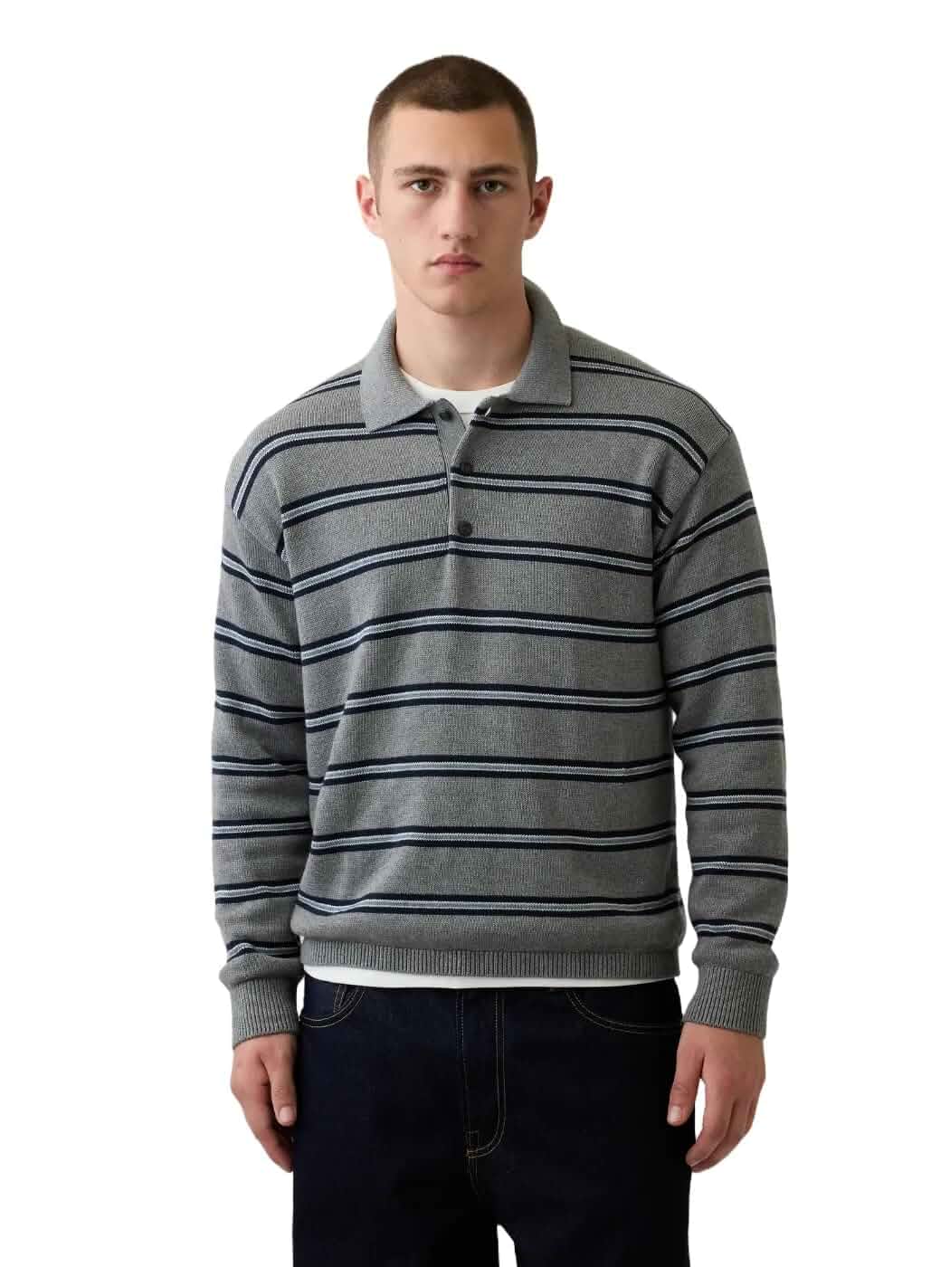 Gap Men's Long Sleeve Sweater Polo Striped