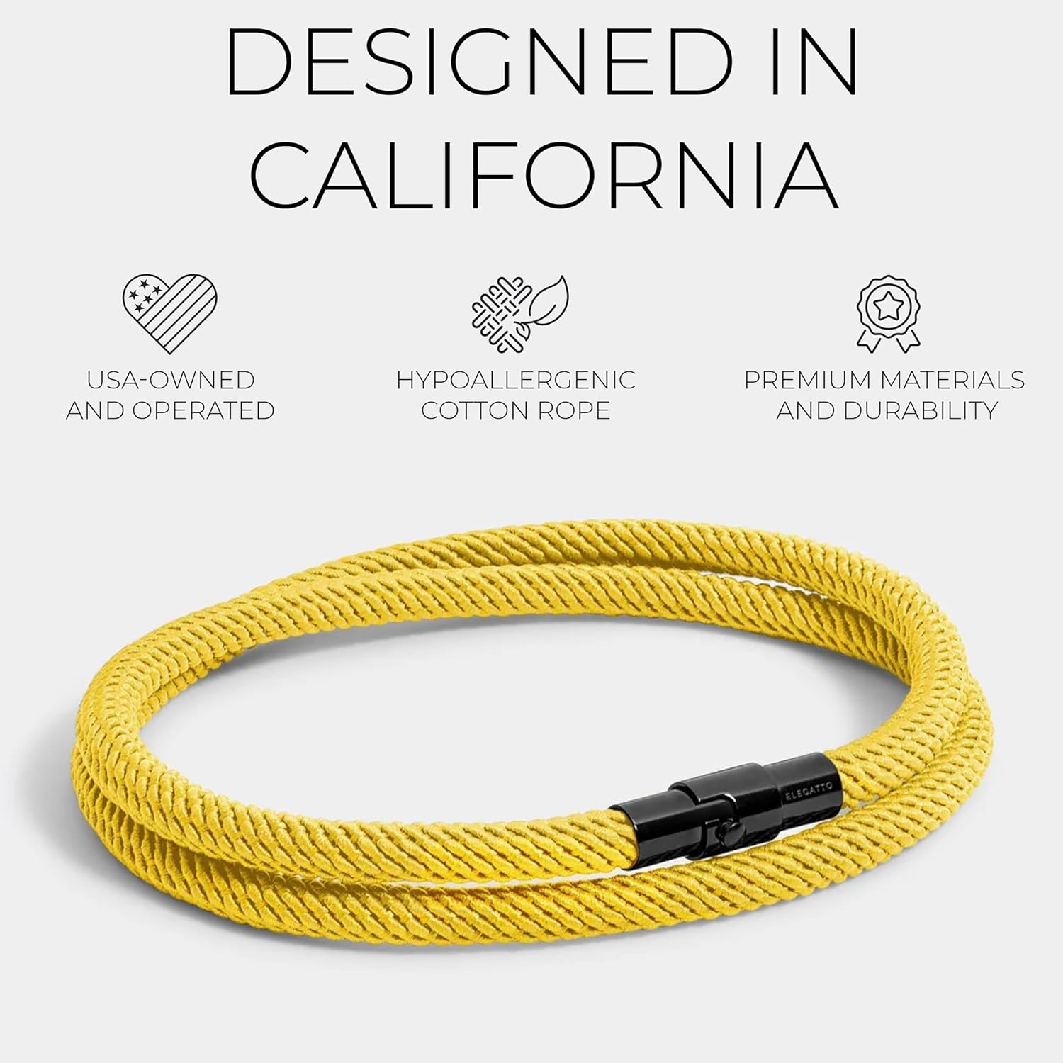 Elegatto Alchor Loop Premium Rope Bracelet for Men | Nylon Marine Cord with Black Stainless Steel Clasp | Waterproof and Fade-Resistant | Men’s Designer Bracelets