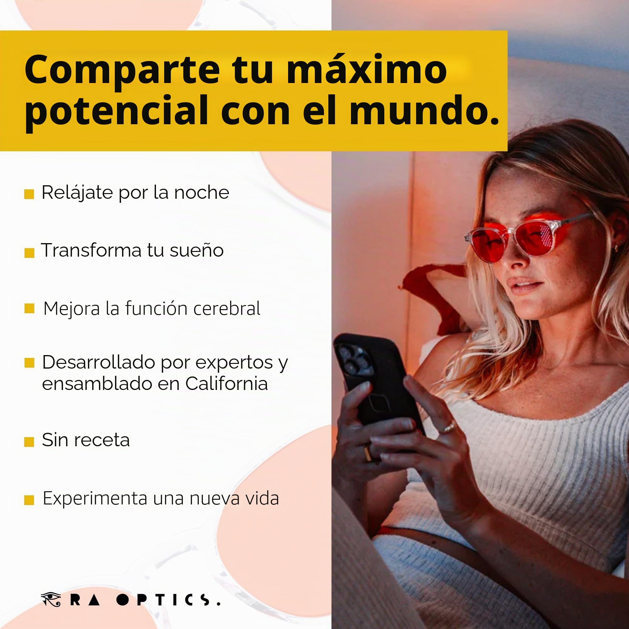 Ra Optics Gafas de Bloqueo de Luz Azul Contemporáneo con Lentes Naranja para Adultos Unisex