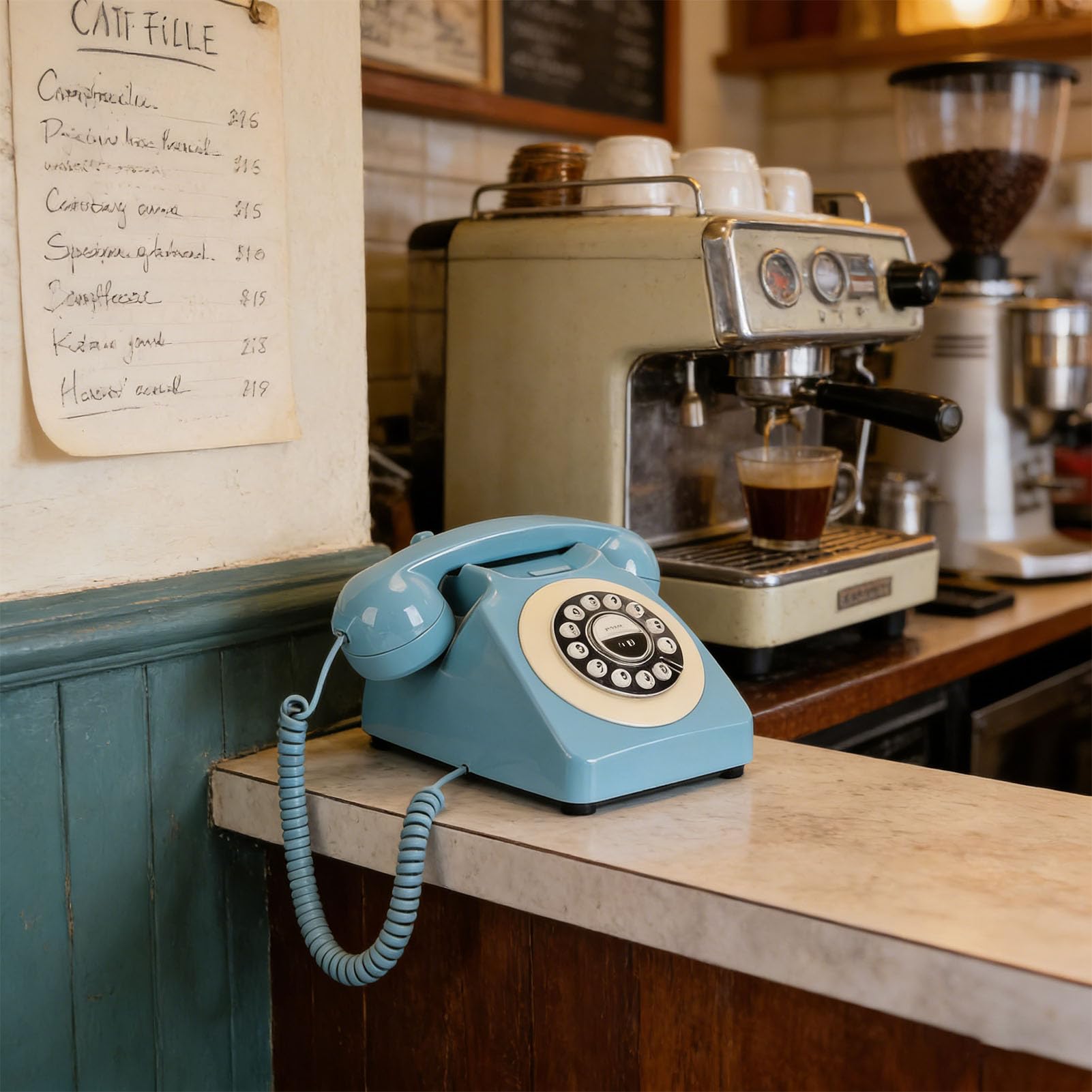 Bluetooth-Retro-Telefon, Vintage-Tischtelefon mit USB-Ladefunktion, Freisprechfunktion und Musikwiedergabe für das Homeoffice (Blue)
