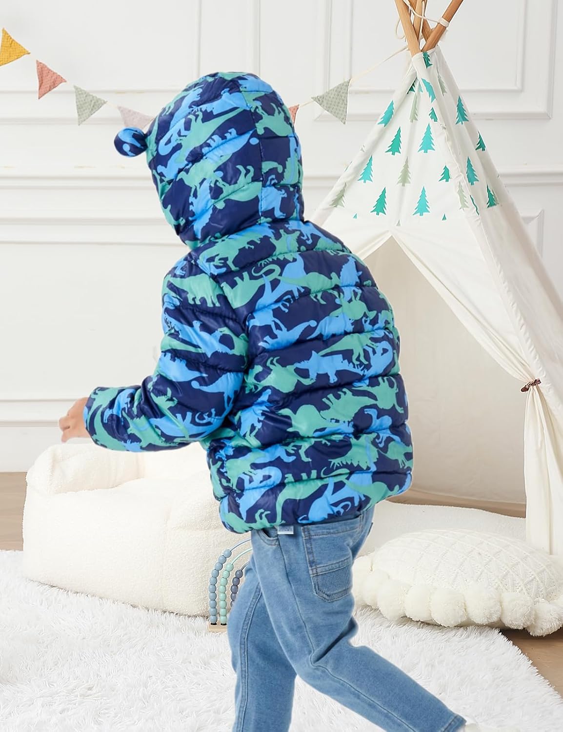 JunNeng Toddler Winter Coat Baby Puffer Jacket, Boy Hooded Dinosaur Coat - Image 5
