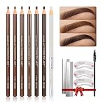 LSxia Waterproof Eye-Brow Pen-cil Set, Pull Cord Peel-off Eyebrow Pencil Microblading Eyebrow Pen Supplies Kit, White Eye-Liner Pencil and Eyebrow Tool Tattoo Makeup (6+1 Brown+Dark Brown+Light Brown)