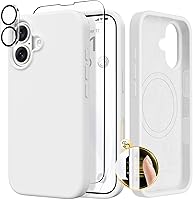 Vista 48 de GONEZ Funda de silicona para iPhone 14 Pro Max, compatible con MagSafe, con protector de pantalla + protector de lente de cámara, silicona líquida a