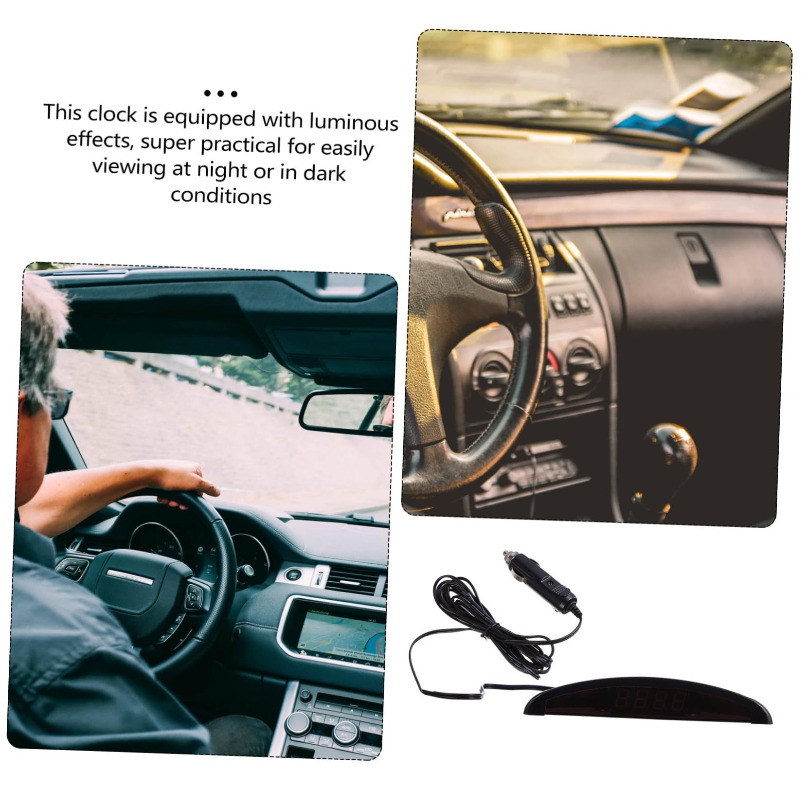 GLEAVI 2piezas Reloj Electrónico De Coche y Voltímetro Alta Precisión y Pantalla Digital Para Tablero Medidor De Interior Para Vehículos