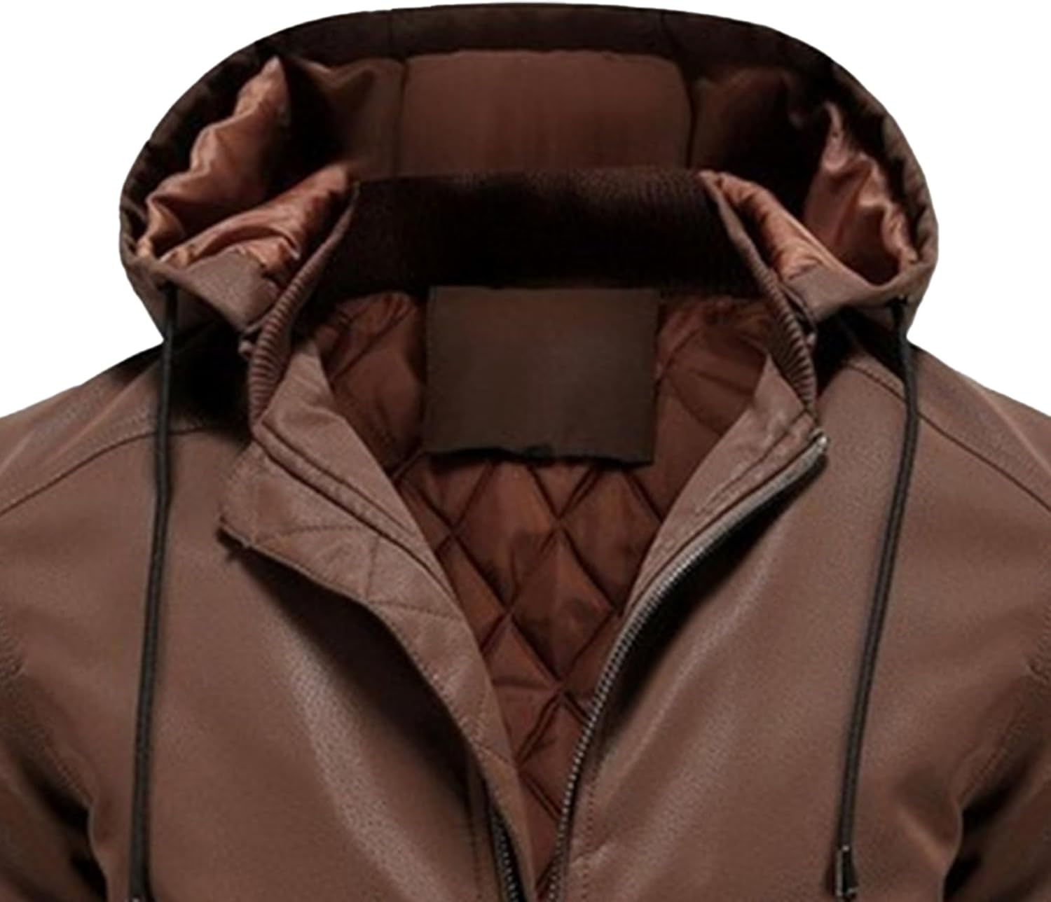 Mens Removable Hood Pu Jacket Stand Collar Motorcycle Bomber Jackets Mens Faux Leather Jacket