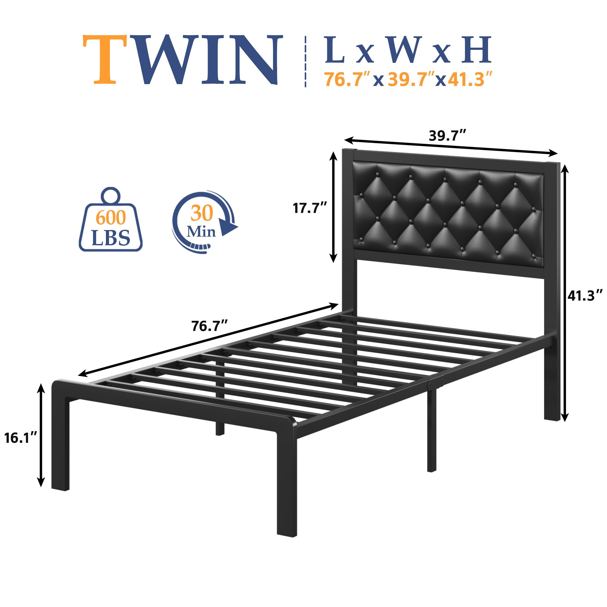 Amazon.com: Foredawn Twin Bed Frame with Faux Leather