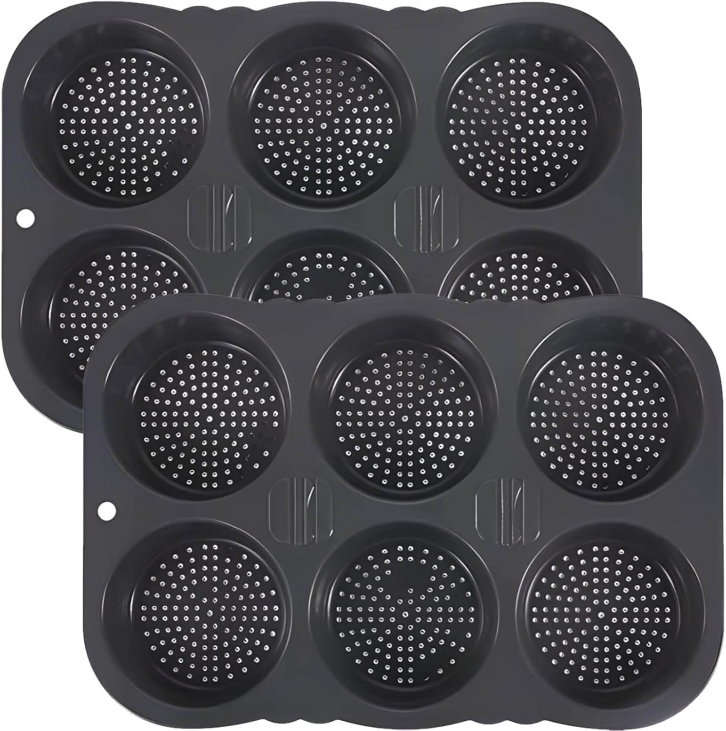 2 Silicone Hamburger Mold Set, 6-Cavity, Non-Stick, 4-Inch Buns, Reusable & Easy Clean, Oven And Dishwasher Safe