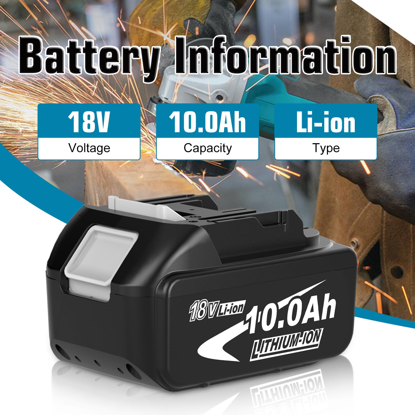 Dosctt 8 X 10Ah BL1850B Remplaceme pour Makita 18V Batterie pour Makita Batterie BL1850B BL1860B avec indicateur LED