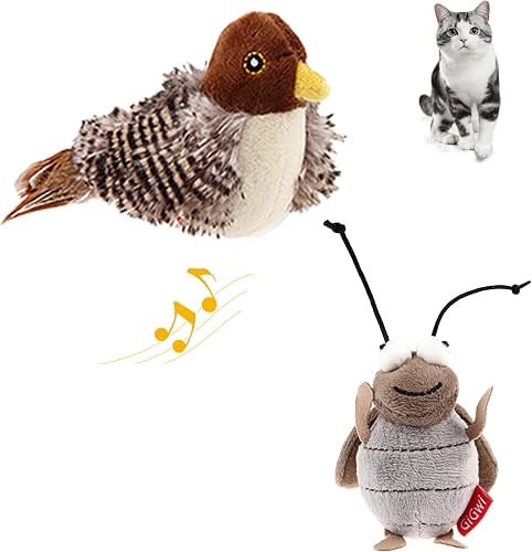 PETGEEK Gigwi Simulated Chirping Bird Cat Toy, Fake Toys for