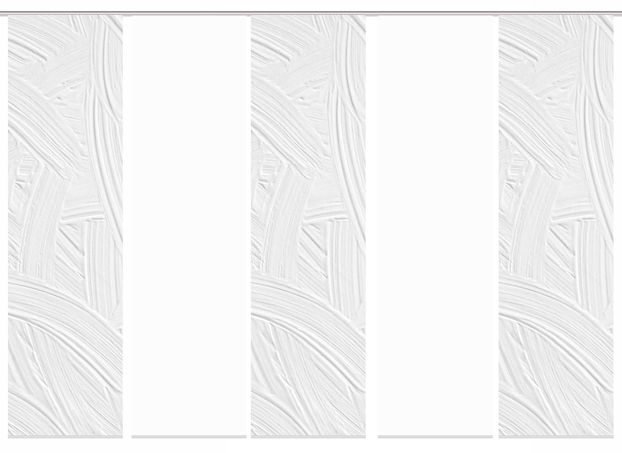 5er-Set Flächenvorhänge MARIE blickdicht, Höhe 245 cm, weiß/grau