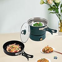 Vista 2 de Portable Electric Hot Pot 2-in-1 Non-Stick Hot Pot & Grill, 8-Temp Control, 304 Stainless Steel, Split Design for CampingDormCooking, 110V, Green