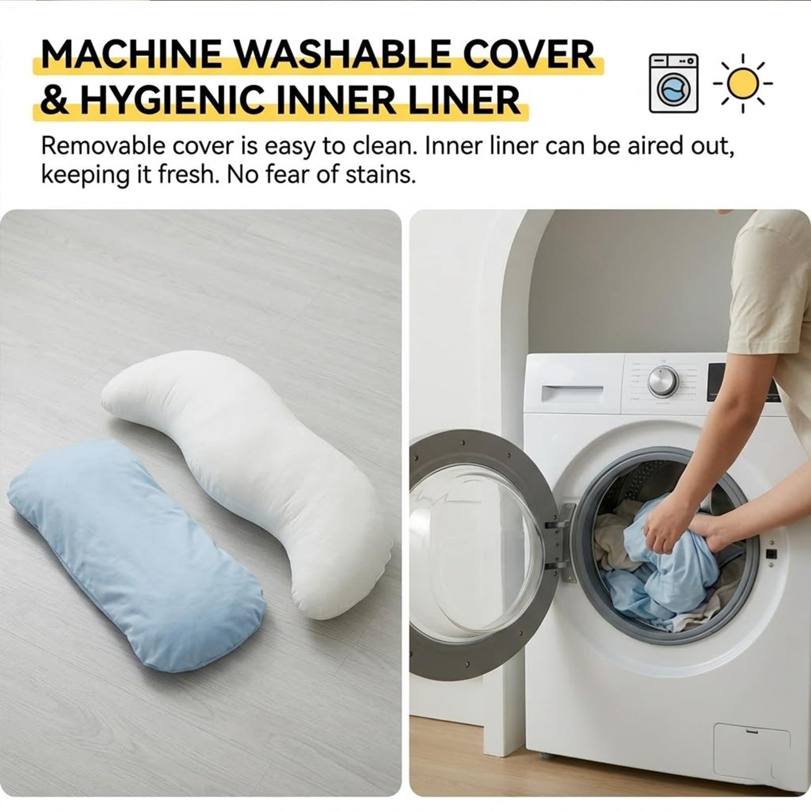 Générique Körperkissen für Erwachsene, ergonomische Form, bequem – langes Körperkissen für Bett, für Zuhause, Reisen, Hotel, Schlafzimmer, Innenbereich, Wohnheim, Schwangerschaft