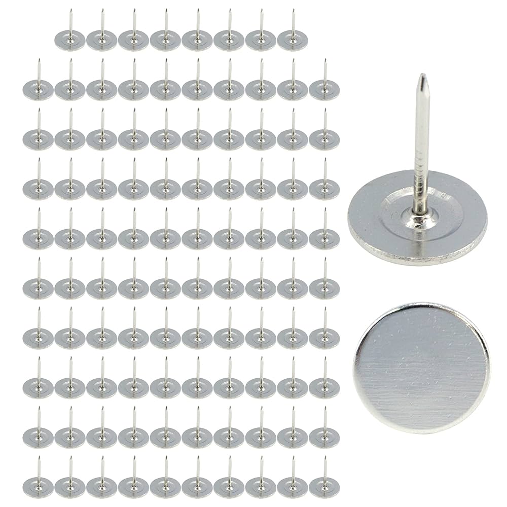 Crapyt Thumb Tacks White Flat Rounded 11mm/0.43" Nailhead 200 PCS L13mm/0.51" Decorative Pin Push Pins Home/Office/Classroom For Bulletin Board,Notice Board/Map Nails