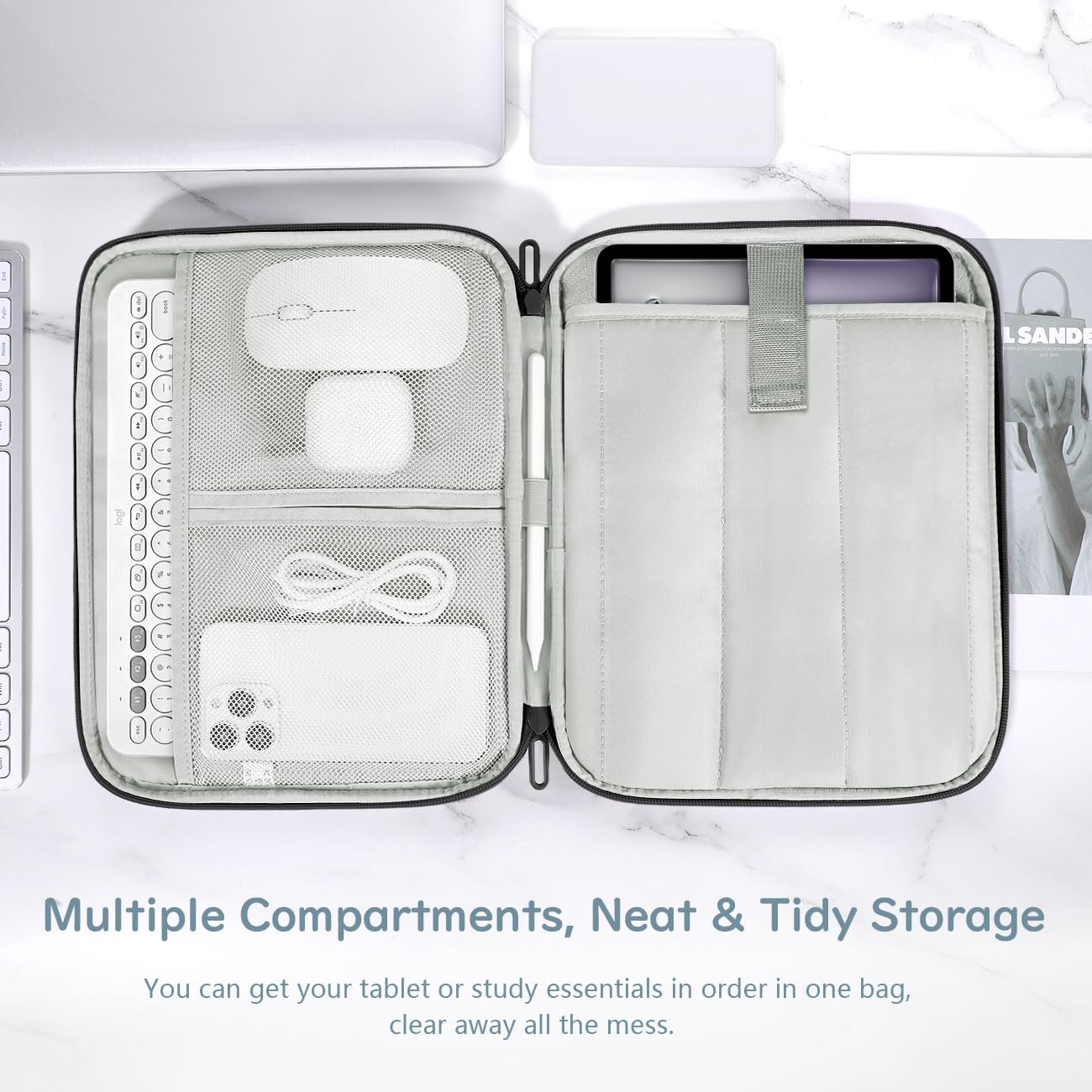 Dadanism 13 Pollici Tablet Custodia Borsa Portatile per iPad Pro 13" M4 2024, iPad Air 13" 2024, iPad Pro 12,9" 6a/5a/4a/3a Gen, Galaxy Tab S10+ Plus/S9 FE+/S9+ Plus 12,4", Tab P12 12,7", Nero