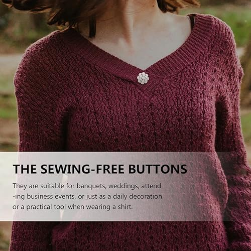 Miniatura 6 de EXCEART 20 botones decorativos para ropa, abrigo elegante y alfileres de bricolaje, diamantes de imitación multiusos y diseño de perlas de