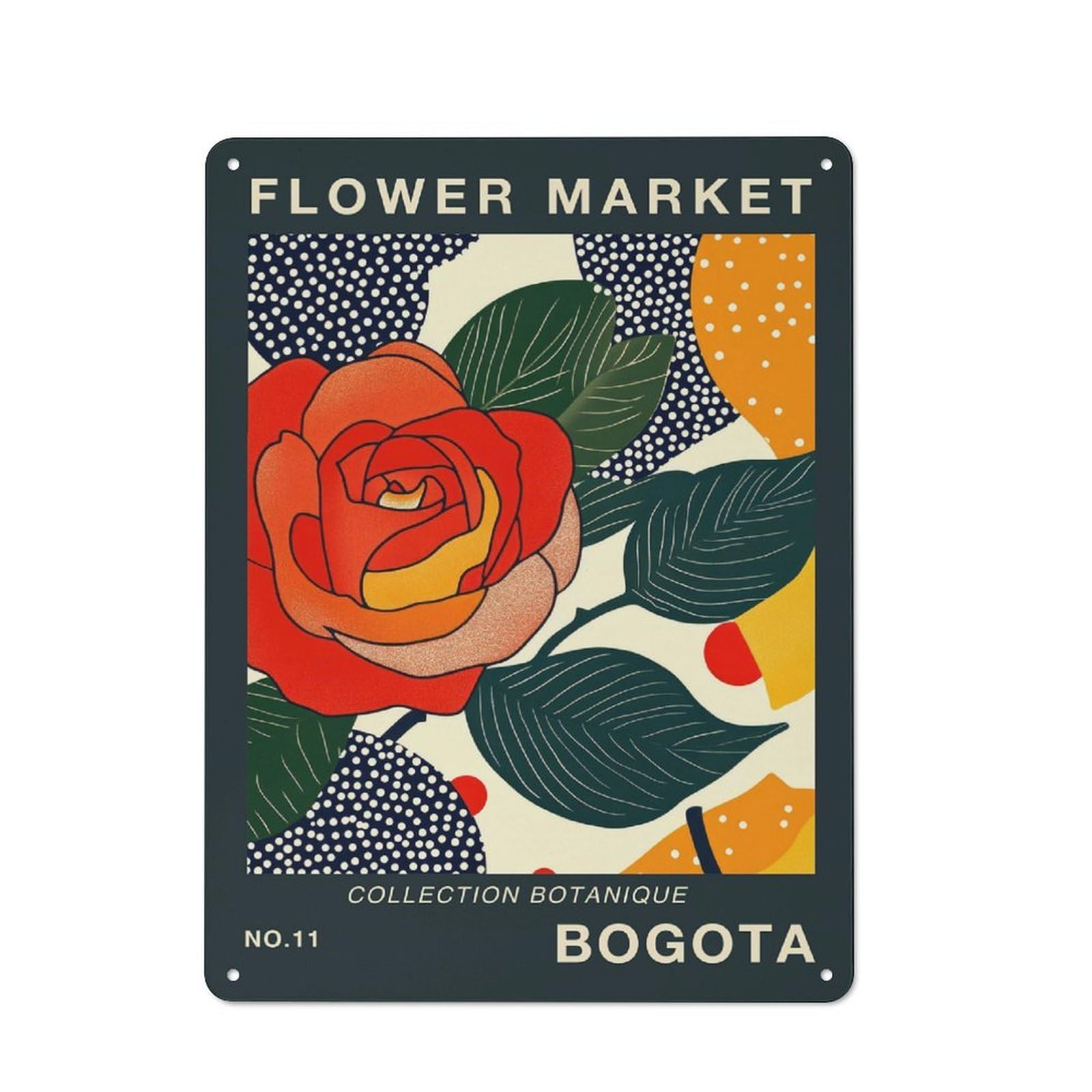 Bogota Flower Market Poster Decorative Tin Sign 40x30cm, Old Fashioned Vintage Wall Decor for Lounge, Study, Pub Or Wall Gallery