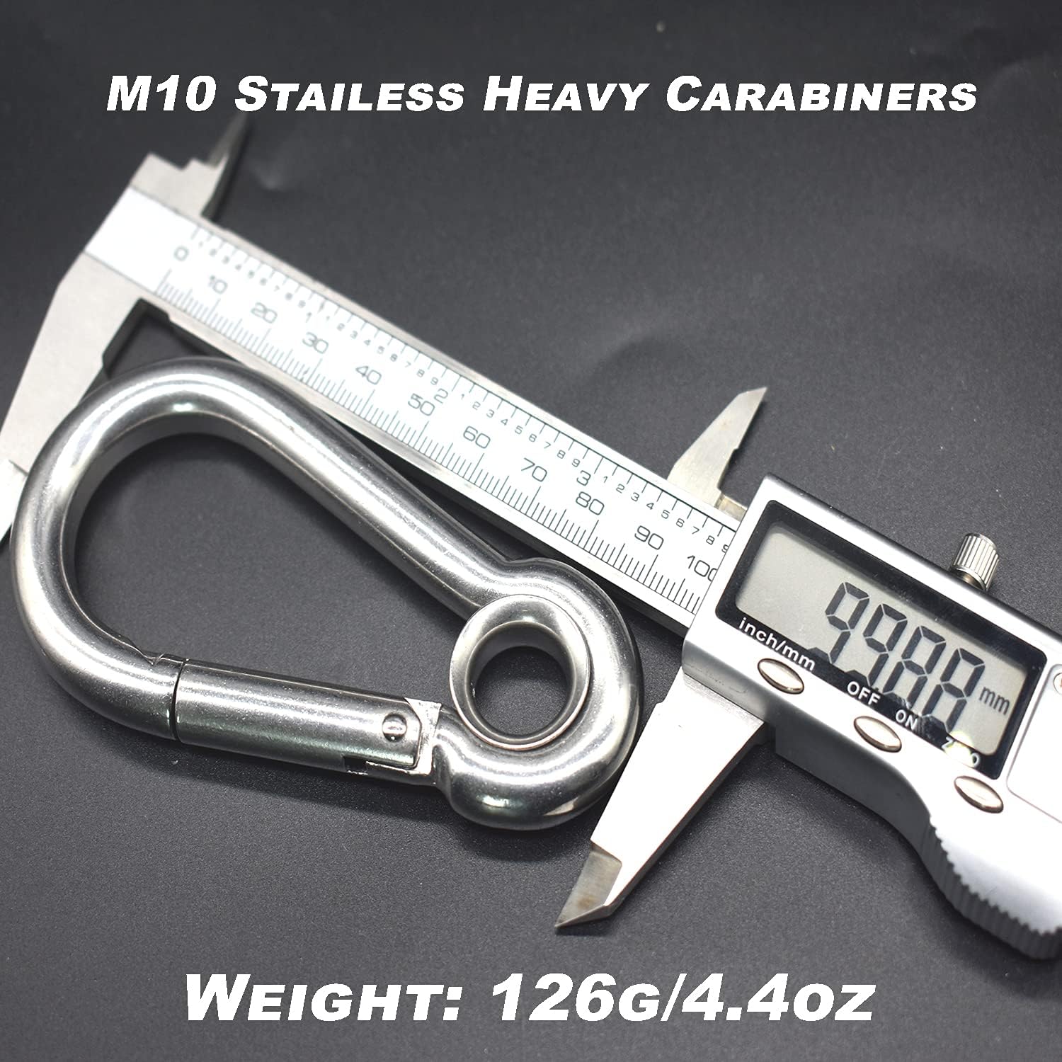 10 PCS M5 2 inch Stainless Steel Heavy Duty Carabiner Clips Keychain with Round Hole Snap Hook Quick Links Safety Chain Rigging Accessories Tool - Image 2