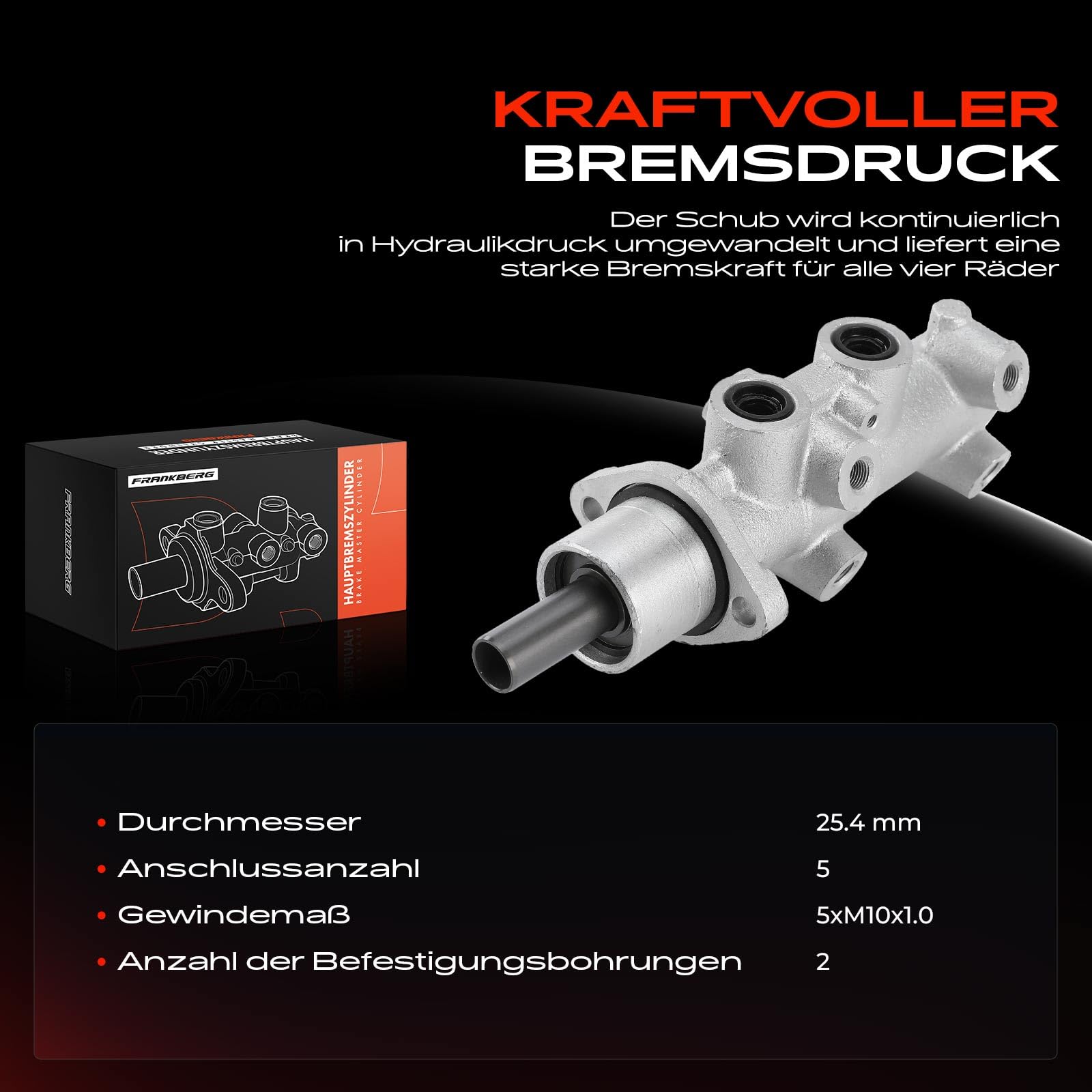 Frankberg Hauptbremszylinder Bremszylinder Kompatibel mit Jumper Bus 230P 1.9L-2.8L 1994-2002 Ducato Bus 230 244 1.9L-2.8L 2001-2006 Boxer Bus 230P 244 1.9L-2.8L
