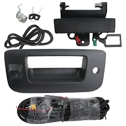 Backup Camera with Tailgate Handle & Bezel Trim & Lock Cylinder Compatible with 2007-2014 Chevrolet Chevy Silverado, GMC Sierra Truck 1500 2500 3500 Tailgate Parts