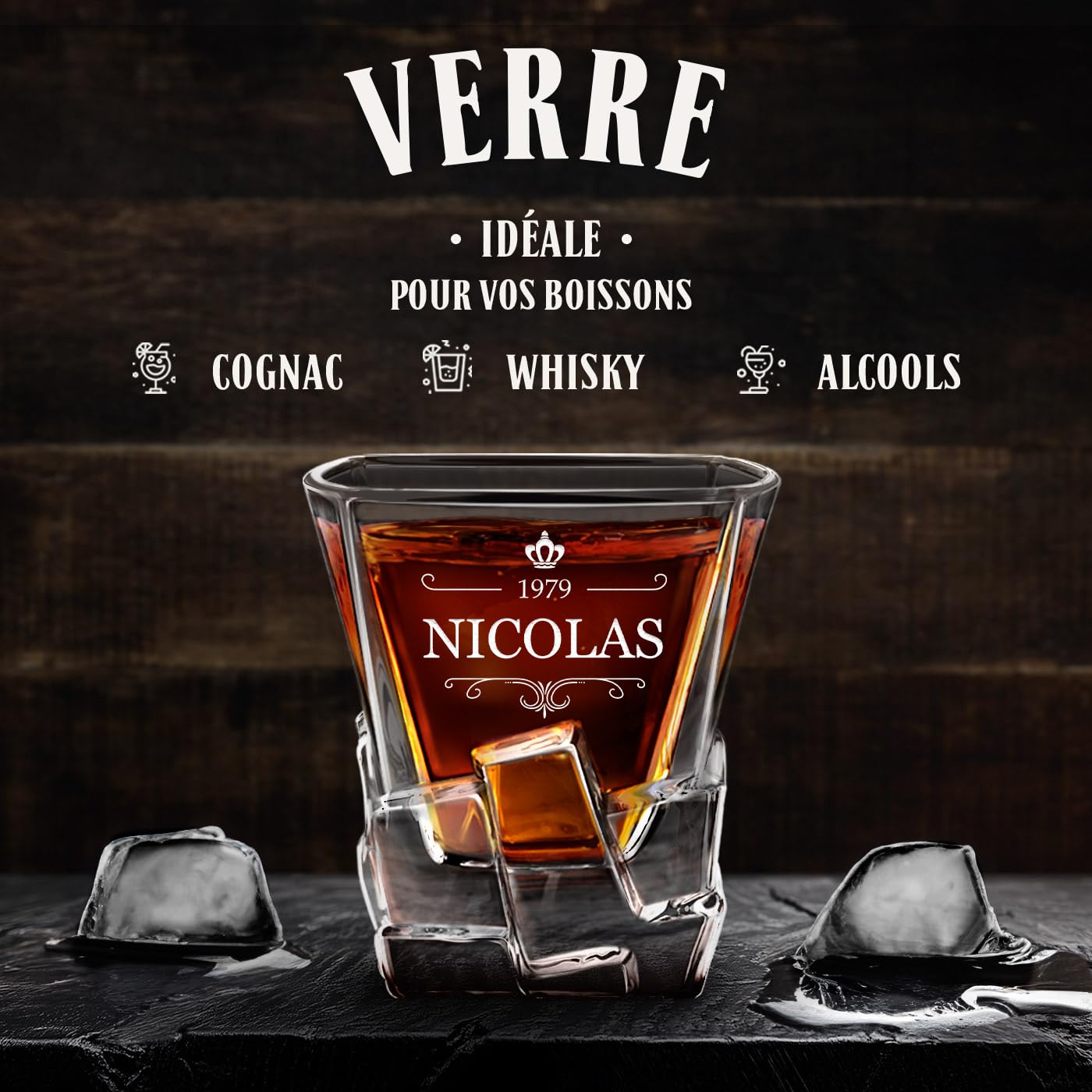 Verre à Whisky Personnalisable Gravure - Cadeau Homme Élégant - 250ml Verre Haut De Gamme