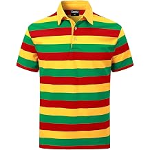 Funny World Mens Striped Polo Cotton Regular Fit Casual Short Sleeve Golf Shirt
