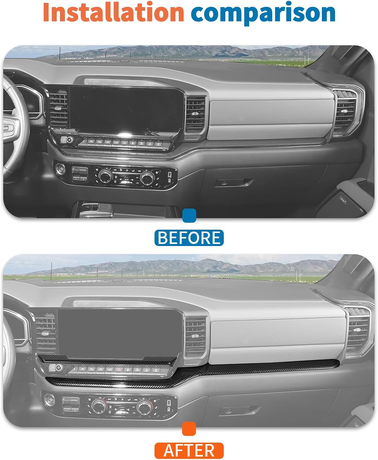 JeCar Carbon Fiber Interior Accessories Trim Kit for 2022-2026 Chevy Silverado 1500 RST, High Country, LT Trail Boss, LTZ, ZR2 - Center Console Gear Shift Panel, Dash, Door Handle Decoration Upgrade image 5
