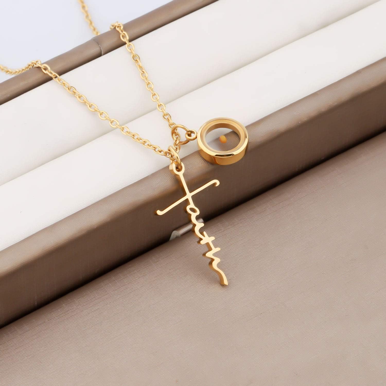 Faadbuk Faith Cross Necklace - Christian Gift with Mustard Seed Pendant, Religious Inspirational Jewelry - Image 4