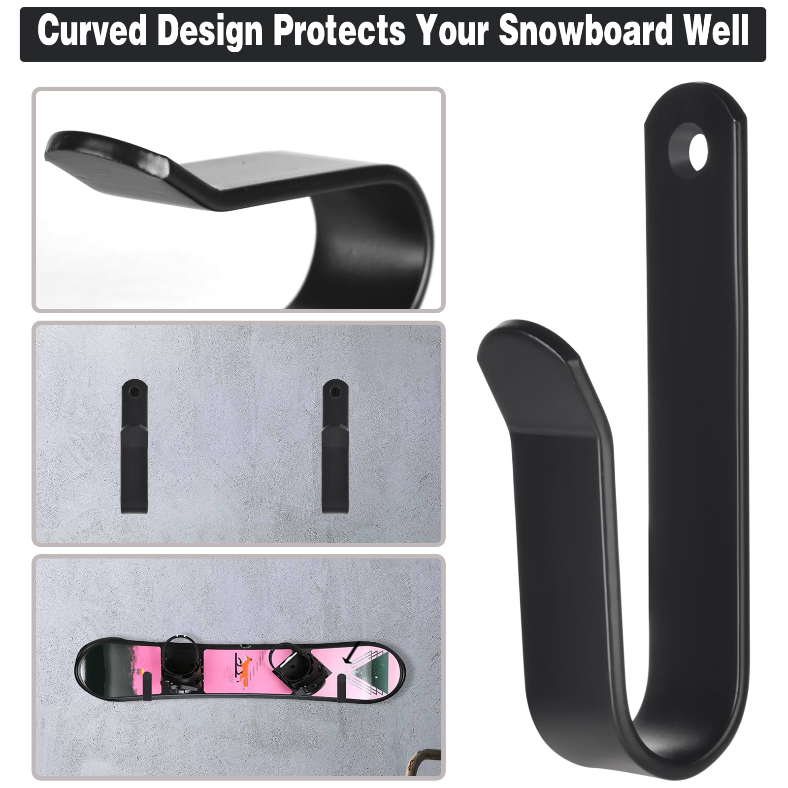 Soporte de Pared para Snowboard, Estante de Exhibición de Acero Fuerte