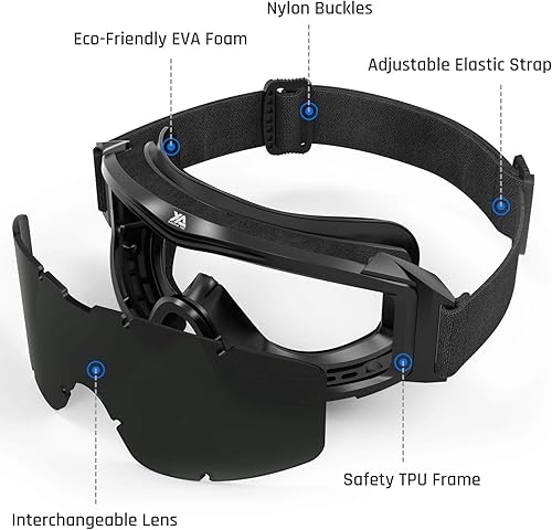 Miniatura 10 de XaegisTac Gafas antiempañamiento Airsoft de seguridad con lentes intercambiables gafas militares balísticas para tiro caza deportes al aire libre
