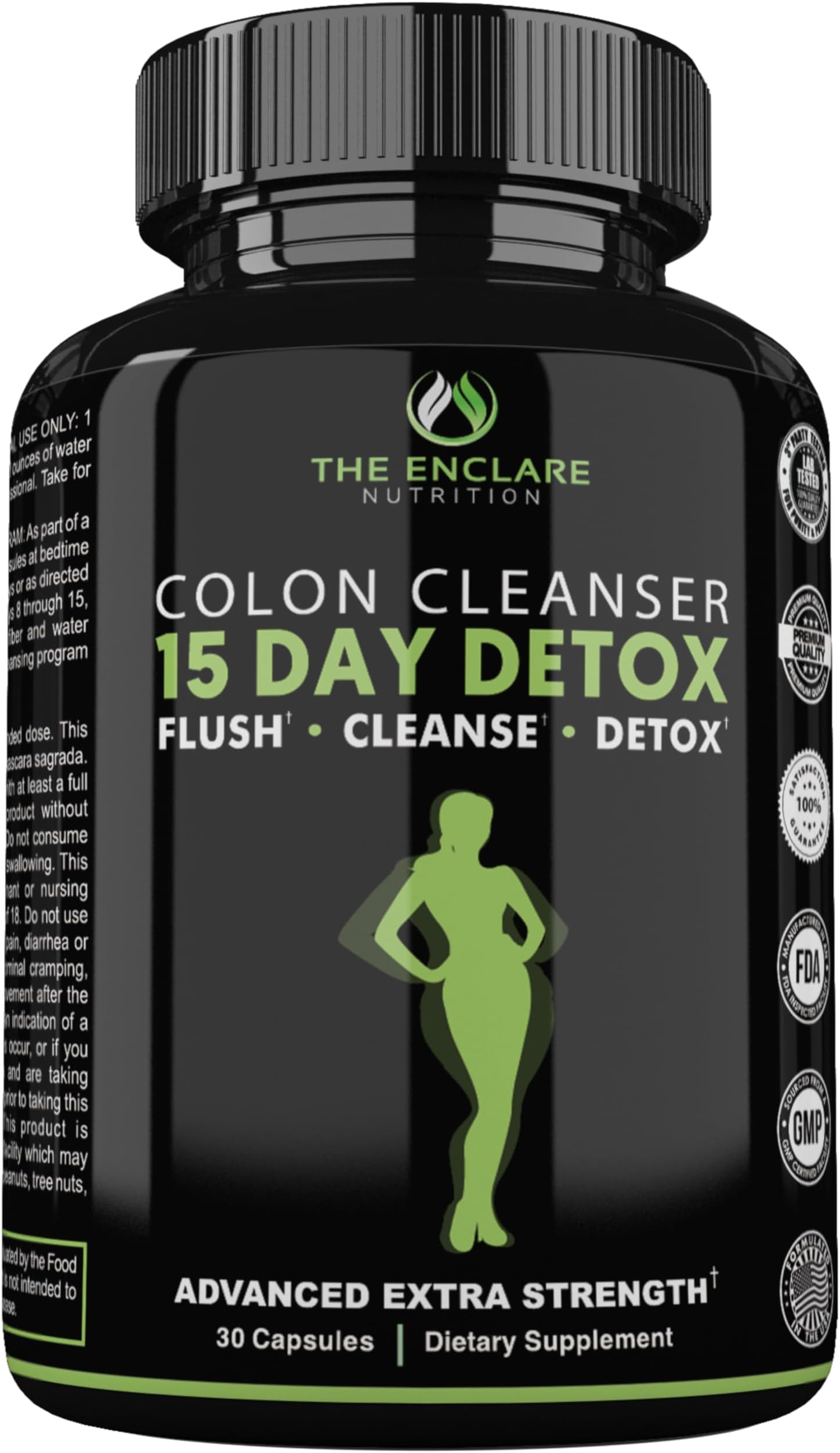 THE ENCLARE NUTRITION Colon Cleanse 15 Day Gut Cleanse Pills - Colon Cleanser for Women & Men - Psyllium Probiotic Laxatives for Constipation, Bloating Relief, Detox Cleanse Weight Loss Support (1)