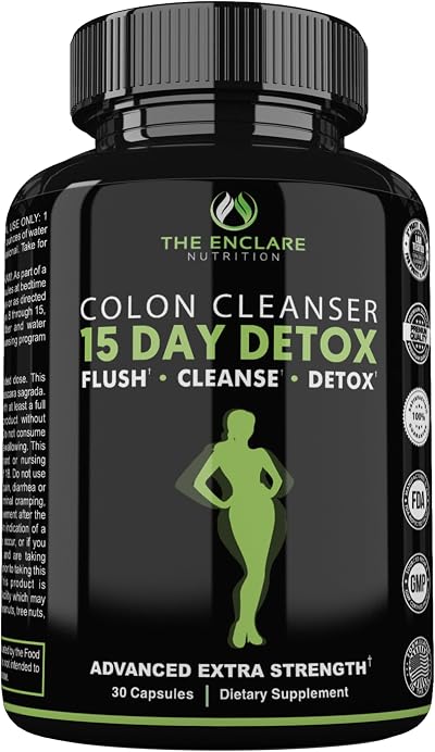 THE ENCLARE NUTRITION Colon Cleanse 15 Day Gut Cleanse Pills - Colon Cleanser for Women & Men - Psyllium Probiotic Laxatives for Constipation, Bloating Relief, Detox Cleanse Weight Loss Support (1)