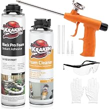 Kraken Bond Black Spray Waterfall Foam Sealant - 1x24oz Expanding Polyurethane Pond Foam Sealer Black, UV Resistant Insulating Spray for Landscape & Exterior, Gun Use, Gun Included, 1 Pack