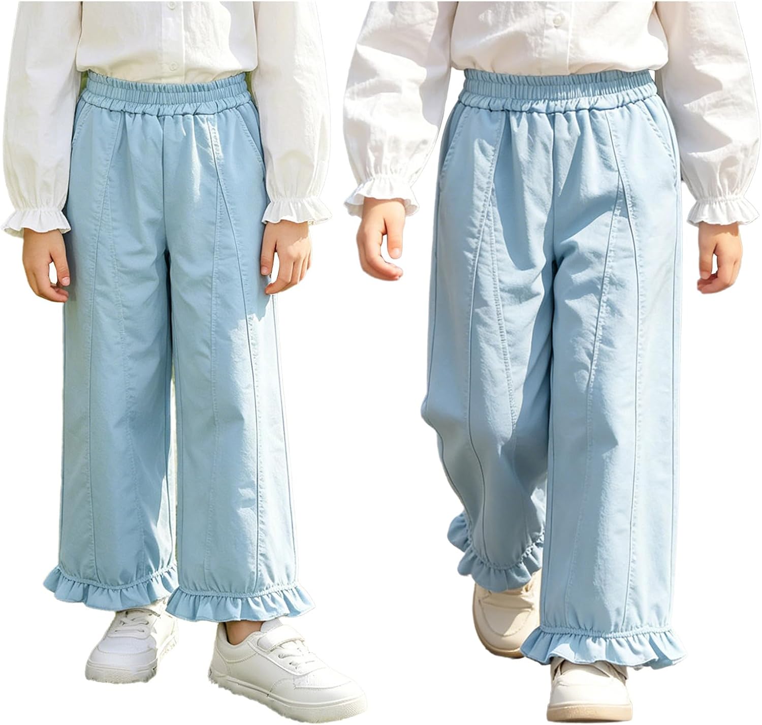 YiZYiF Kids Bottom Casual Straight Pants Wide Leg Trousers Loose Jogger Sweatpants for Cycling Running