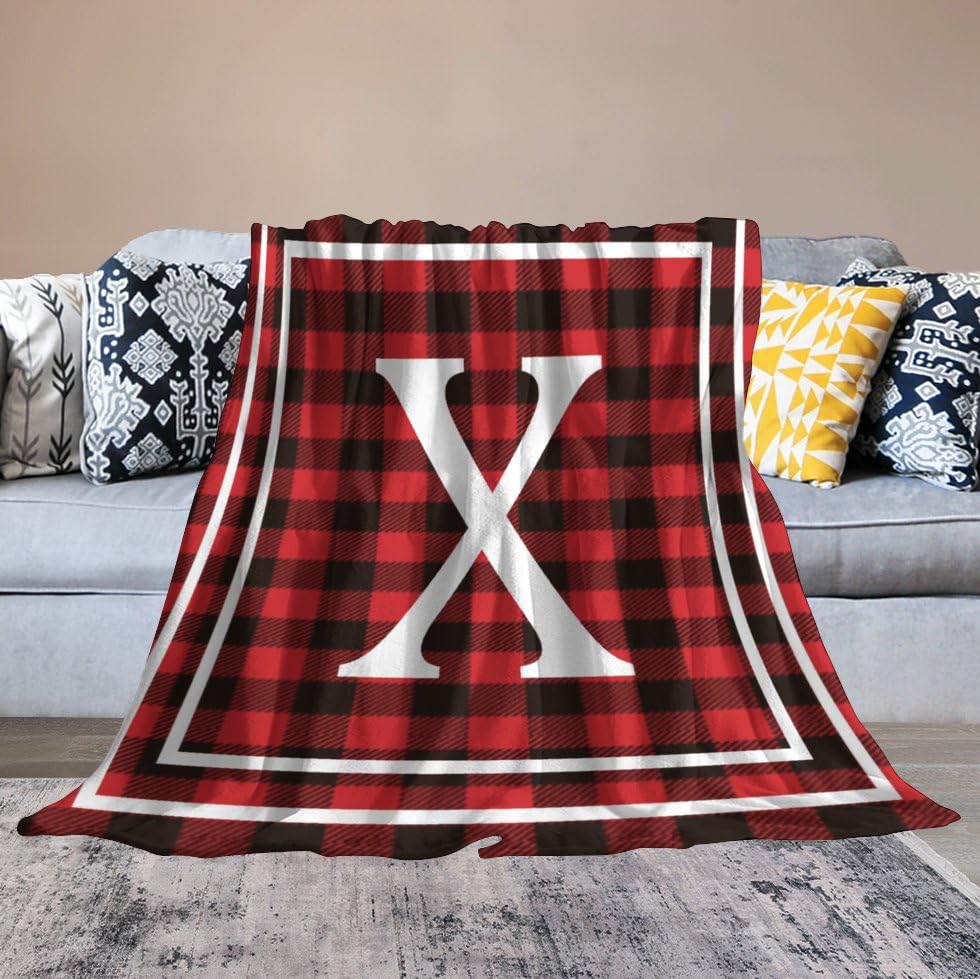 Couverture lettre initiale X monogramme 152x203cm douce pour lit et canapé
