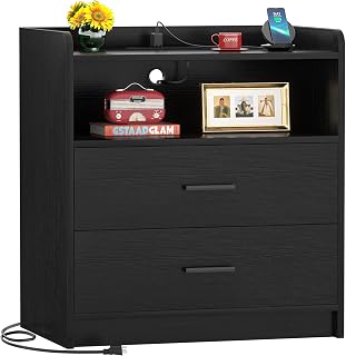 Aheaplus Nightstand with Charging Station