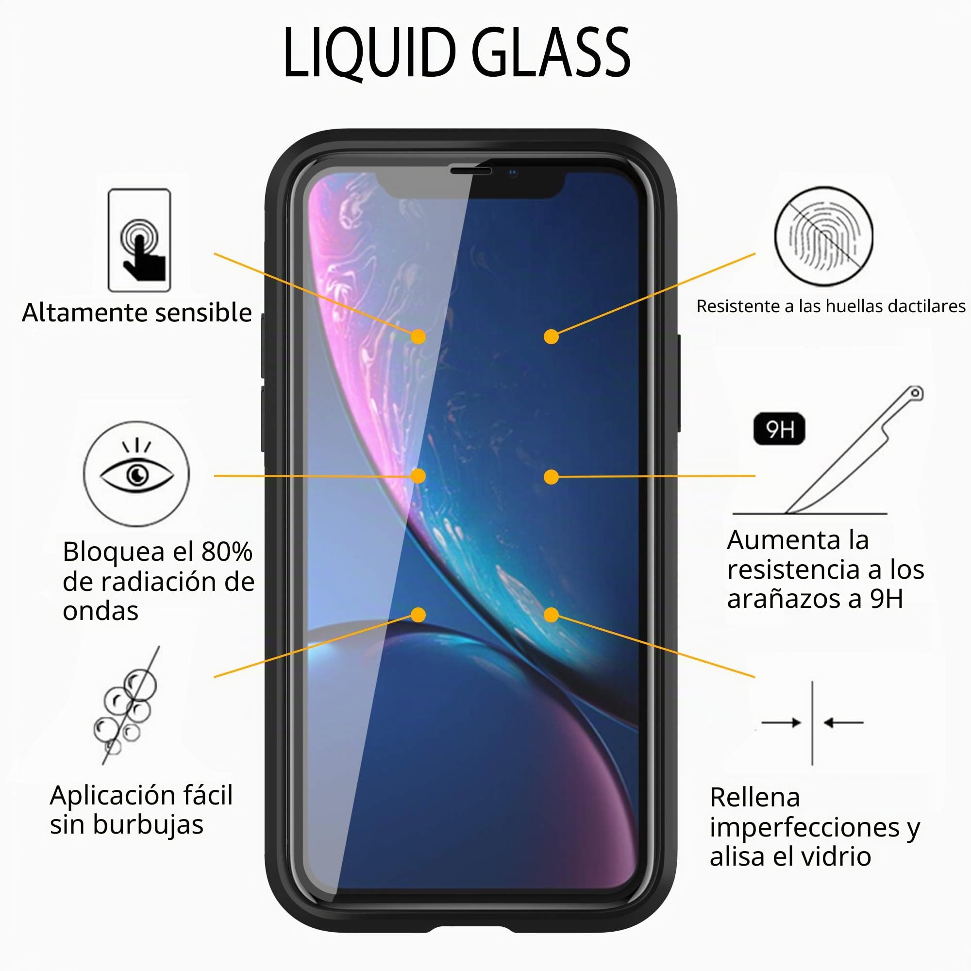 Protector de pantalla de vidrio líquido para hasta 12 dispositivos, ajuste universal para todos los smartphones, tabletas y relojes, resistente a arañazos y roturas, nano protección, 3 botellas